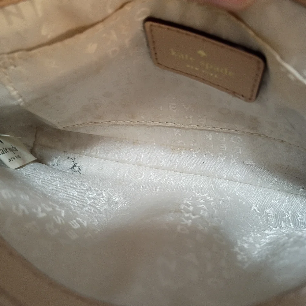 Kate Spade, EUC, Crossbody Bag, Leaf Print, Snap Closure, Color Pink, White - Picture 11 of 13